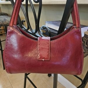 Fossil Cresent Red Leather Handbag